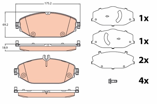 TRW Bremsbelagsatz Scheibenbremse GDB2097 FüR Mercedes W213 Klasse S213 C238 CLS-image