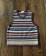 Hanna Andersson Boys 6-7Y Folklore 100 Combed Cotton V-Neck Striped Vest - VGUC