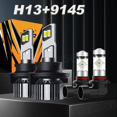AUXBEAM H13 LED Headlight 9145 Fog Light 6500K White For Jeep Liberty 2008-2012