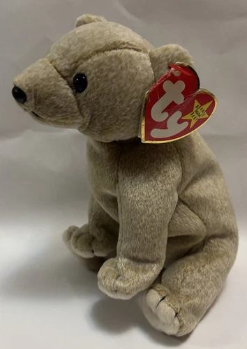 Ty Beanie Baby Almond Bear VGC with Tag Retired Vintage Free Fast Shipping