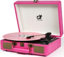 Vintage Bluetooth Suitcase Record Player with Built-in Speakers, 3 Speed Port...