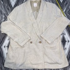 LC Lauren Conrad XL Cream Linen Blend Blazer Jacket Womens Oatmeal