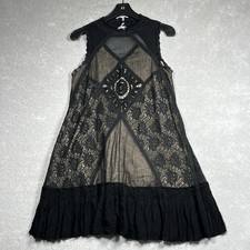 Free People Angel Lace Mini Dress Womens Size Small Black Crochet Sleeveless