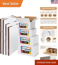 20 Pack Assorted Sizes White Cardboard Shipping Boxes for Small Business Use
