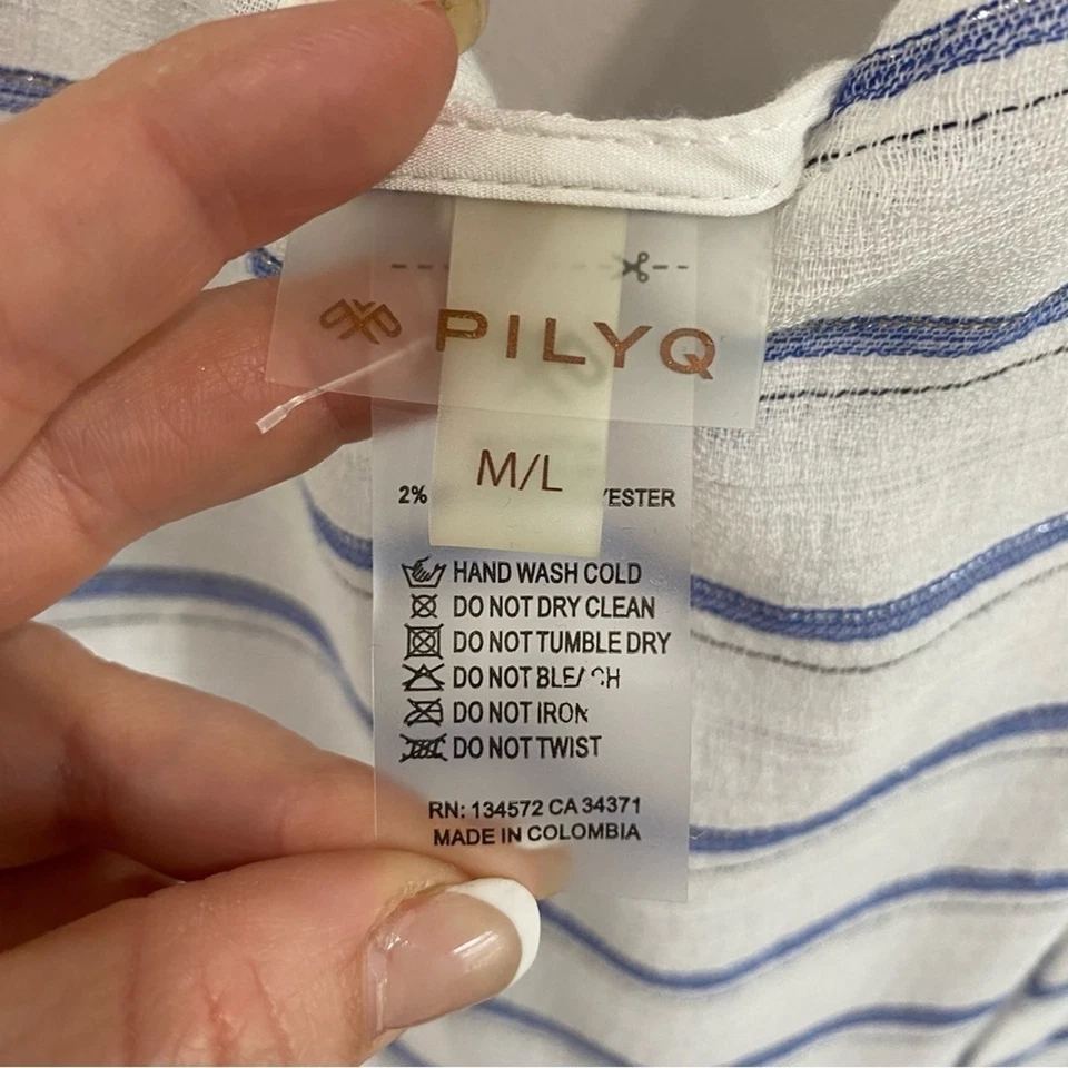 PilyQ Bay Stripe Sophie Tie Dress Swim Coverup Size M/L - Image 4 of 4