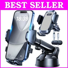 Military-Grade Phone Holder for Car - 3-in-1 Mounting, Grey, Thick Case Friendly