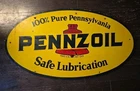 SUPER RARE LARGE VINTAGE PENNZOIL SAFE LUBRICANT WOODEN SIGN- hand Painted