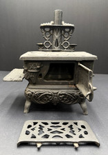 Vintage Crescent Cast Iron Miniature Toy Cook Stove 1950s Grey Iron USA