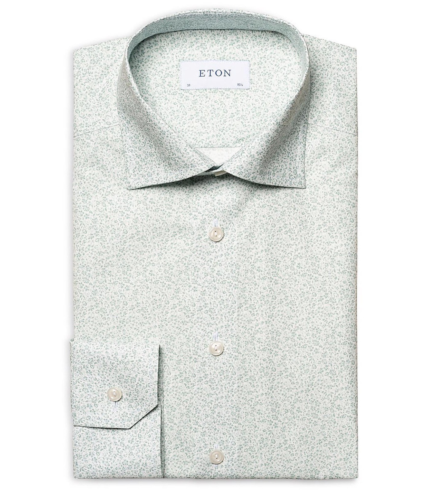 Eton Mens Micro Print Button Up Shirt, Green, 16