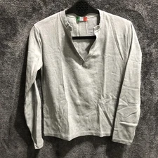 Vancouver Vintage Flag Shirt Mens Medium Gray Long Sleeve Henley Casual