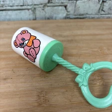 Gerber Teddy Bear Chime Sound Rattle Green Baby Toy Vintage 1987