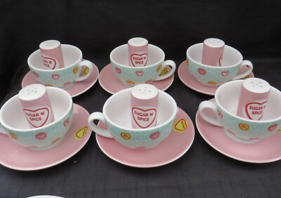Swizzels Matlow Love Hearts Tasse Untertasse & Zuckerstreuer