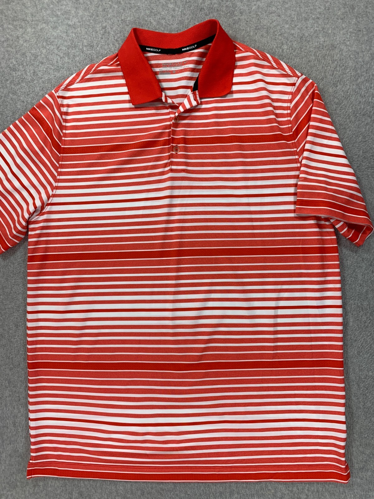 Nike Tour Performance Dri Fit Striped Golf Polo Shirt (Men's XL) Red /Pink