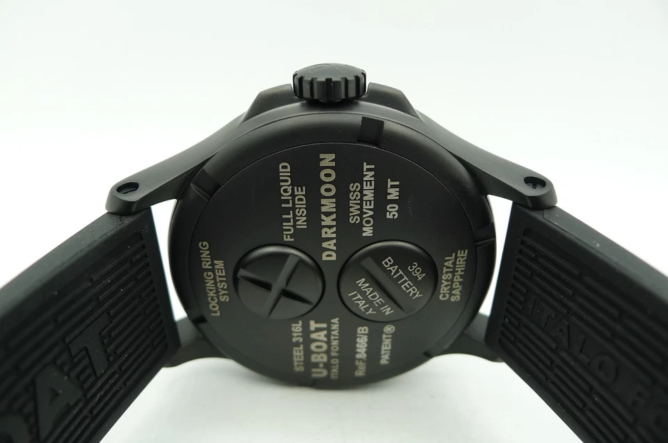 U-BOAT DARKMOON 8466/B RED OIL FILLED SWISS ITALIAN STEEL PVD DIVER 45MM DESTRO - image 4 of 4