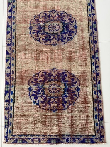 Tappeto runner turco vintage annodato a mano, tappeto orientale in lana 2x10 - Foto 6 di 10