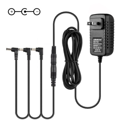 9V 1A DC Adapter Center Negative Guitar Effect Pedal + 3 way Daisy Chain Cable