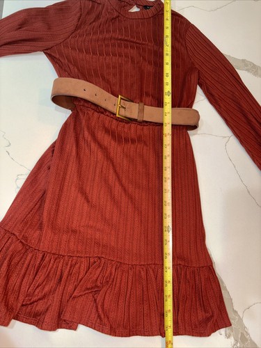 B. Darlin Womens Red Knit Pointelle Mini Fit & Flare Dress Juniors Size 1/2 - Picture 7 of 8