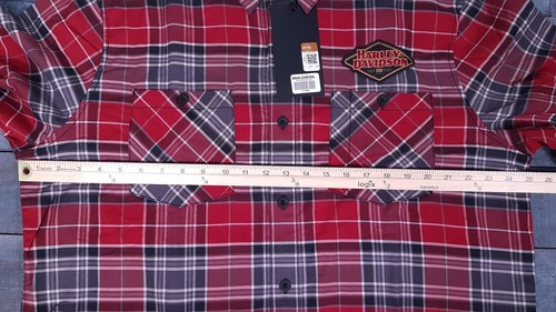 HARLEY DAVIDSON 120th Anniversary Long Sleeve Button Up Shirt Mens XL Plaid Red - Picture 7 of 8