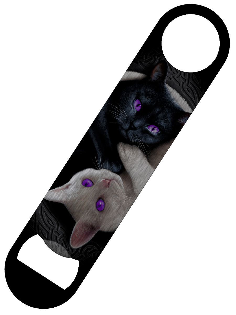 Spiral Bottle Opener Yin Yang Cats Bar Blade Black 18x4cm