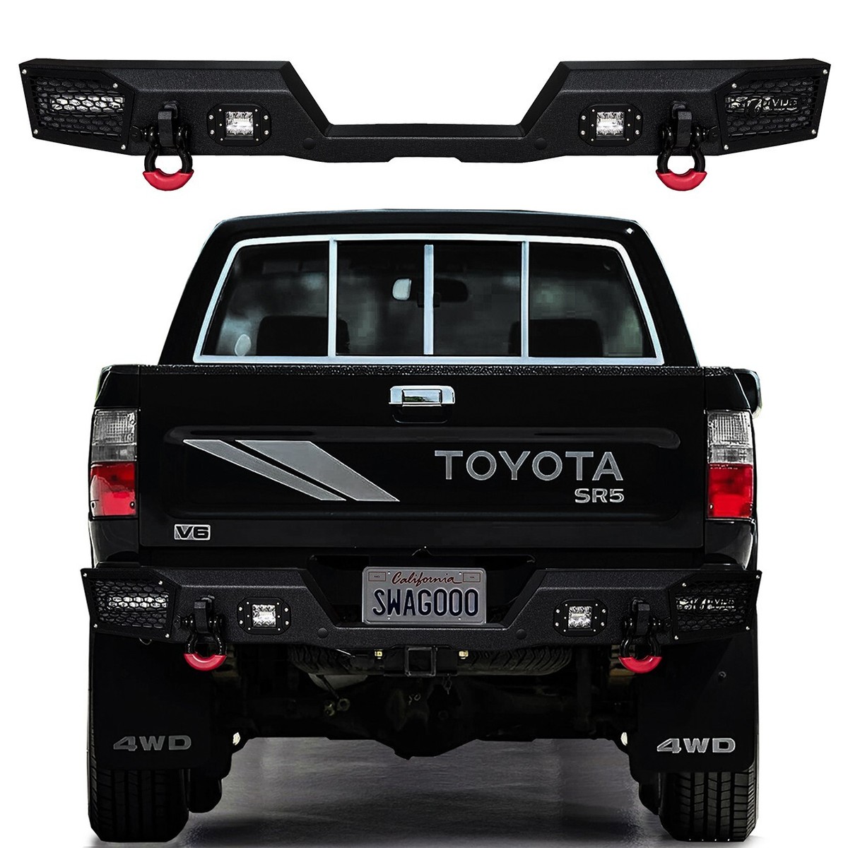 Vijay For 1989-1995 Toyota Pickup Rear Bumper with LED Spotlights
