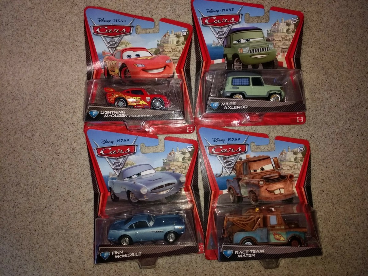 Lot of 4 Disney PIXAR CARS Lighting McQueen ,Finn ,Mater