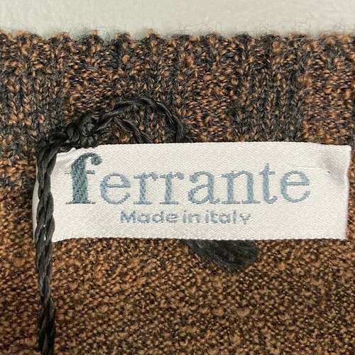 Ferrante Wool Blend Crew-Neck Sweater Men’s Size XL Italian Knit Textured Brown - Picture 5 of 7