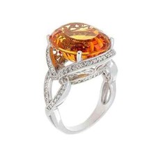 Elegant 11.80CT Oval Cut Natural Citrine With Genuine Clear CZ Engagement Ring