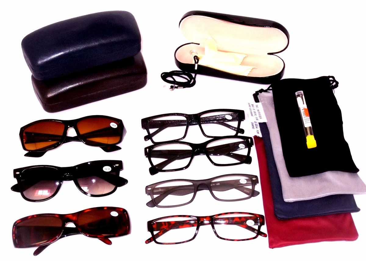 CLEARANCE LOT READING GLASSES Soft Cases Hard Case SET MEN