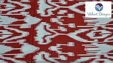 5 Yard Cotton Red Hand Block Ikat Fabric Natural Dyes Indian