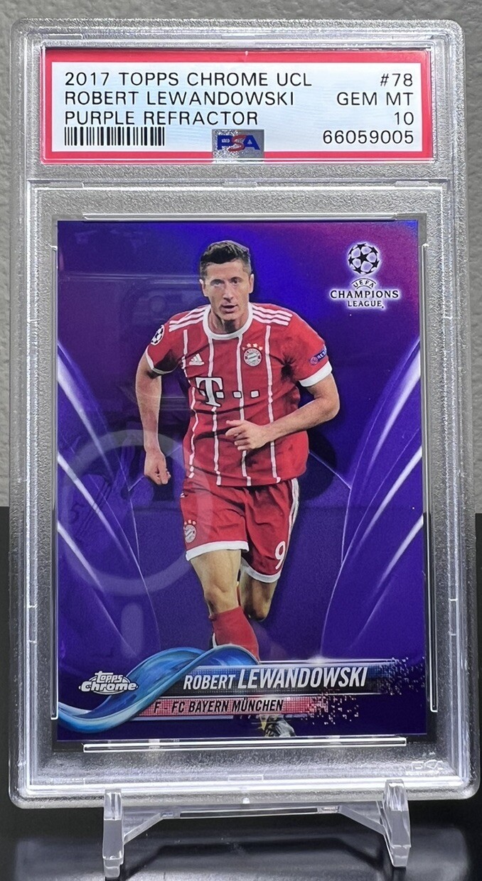 2017 Topps Chrome UCL Purple Refractor /250 Robert Lewandowski PSA 10 GEM MT
