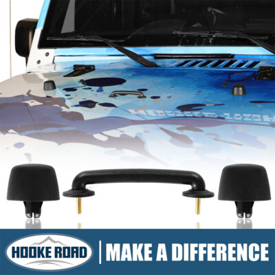 Hooke Road Hood Footman Loop+Windshield Bump Stop Set Fit 07-18 Jeep Wrangler JK