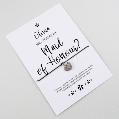 Will You be my BRIDESMAID Wish Bracelet | PERSONALISED Proposal Gift Flower Girl - Picture 22 of 36