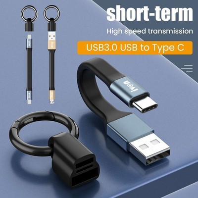 Ultra Short Keychain USB Cable Micro USB Phone Charger Cord USB-A to C Line