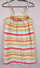 Lands End Kids Girls Multicolored Striped Sundress Sz 14 Adjustable Straps Lined