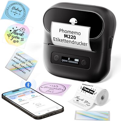 Bluetooth M220 Label Maker Sticker Barcode Label Printer For Phone & Laptop lot