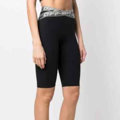Off-White Women'sLogo Waisted Women's Bike Shorts Black Size 10