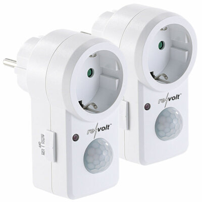 revolt 2er-Set Steckdosen mit PIR-Bewegungsmelder, je 1.200 W Schalt-Leistung