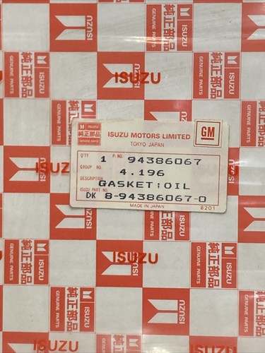 NEW GENIUNE GM/SUZUKI 94386067/8-94386067-0 TRANSMISSION OIL PAN GASKET GR.4.196 - Picture 2 of 2