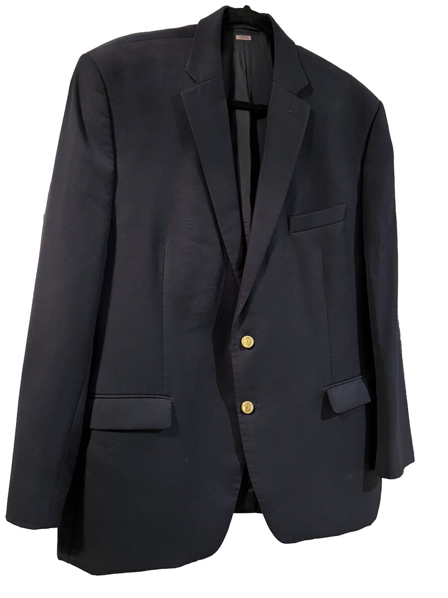 Ralph Lauren Mens 46 R Navy Blue Gold Button Wool Blazer Ralph Lauren Mens 46 R Navy Blue Gold Button Wool Blazer