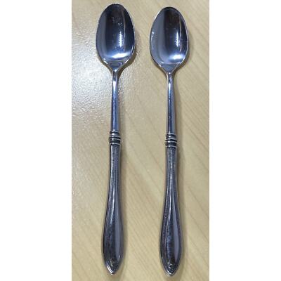 Oneida SHERATON Ice Tea Spoons Cube Mark Stainless Flatware 7 5/8'' Set Of Two