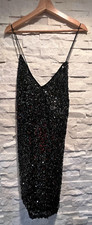 NWT Women's LULUS Sequin Backless Spaghetti Strap Formal Mini Dress Black XL