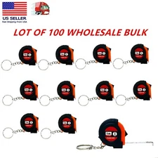 Lot of 100 Wholesale Mini Keychain 1m /3ft Measuring Tape Inch Slide Lock