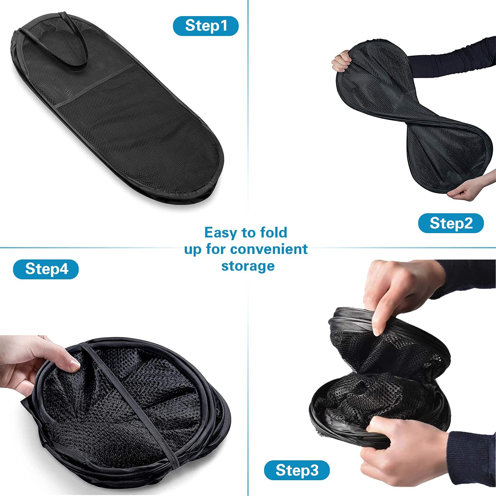 Mesh Pop-up Laundry Baskets 2 Pack Large Collapsible Laundry Hampers with Sid...