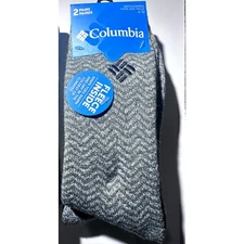 Columbia gray Brushed Fleece Crew Socks Package Men's 6-12 New 2 pair