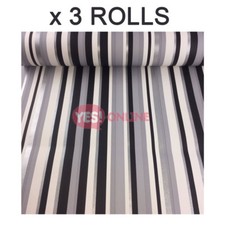 Stripe Wallpaper Silver Grey Black White Metallic Shiny Textured Lined x 3