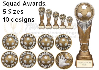 FUSSBALL FULL SQUAD TROPHÄEN AUSZEICHNUNGEN, 9 OPTIONEN 5 GRÖßEN KOSTENLOSE GRAVUR & LOGO