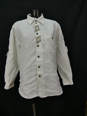 Size M costume shirt shirt C&A country house white linen edelweiss embroidery th1098