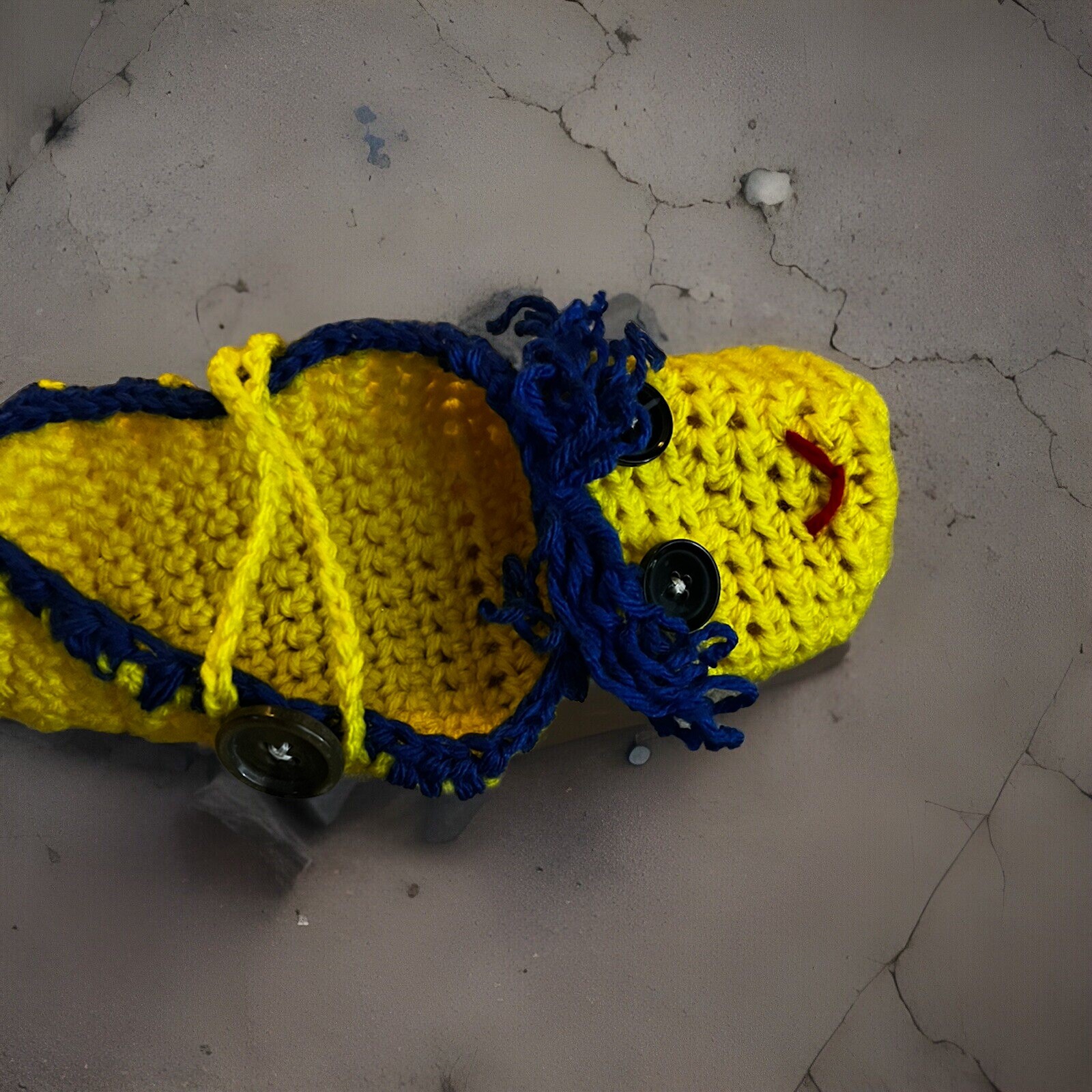 PANTOFOLA D’ORO Pantofole donna all'uncinetto taglia 7 8 colore giallo blu (bottone) con carta regalo 5€