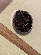 VINTAGE COMPACT ROUND MAKEUP MIRROR MADE IN GERMANY - NEAT DESIGN NEAT PATTERN