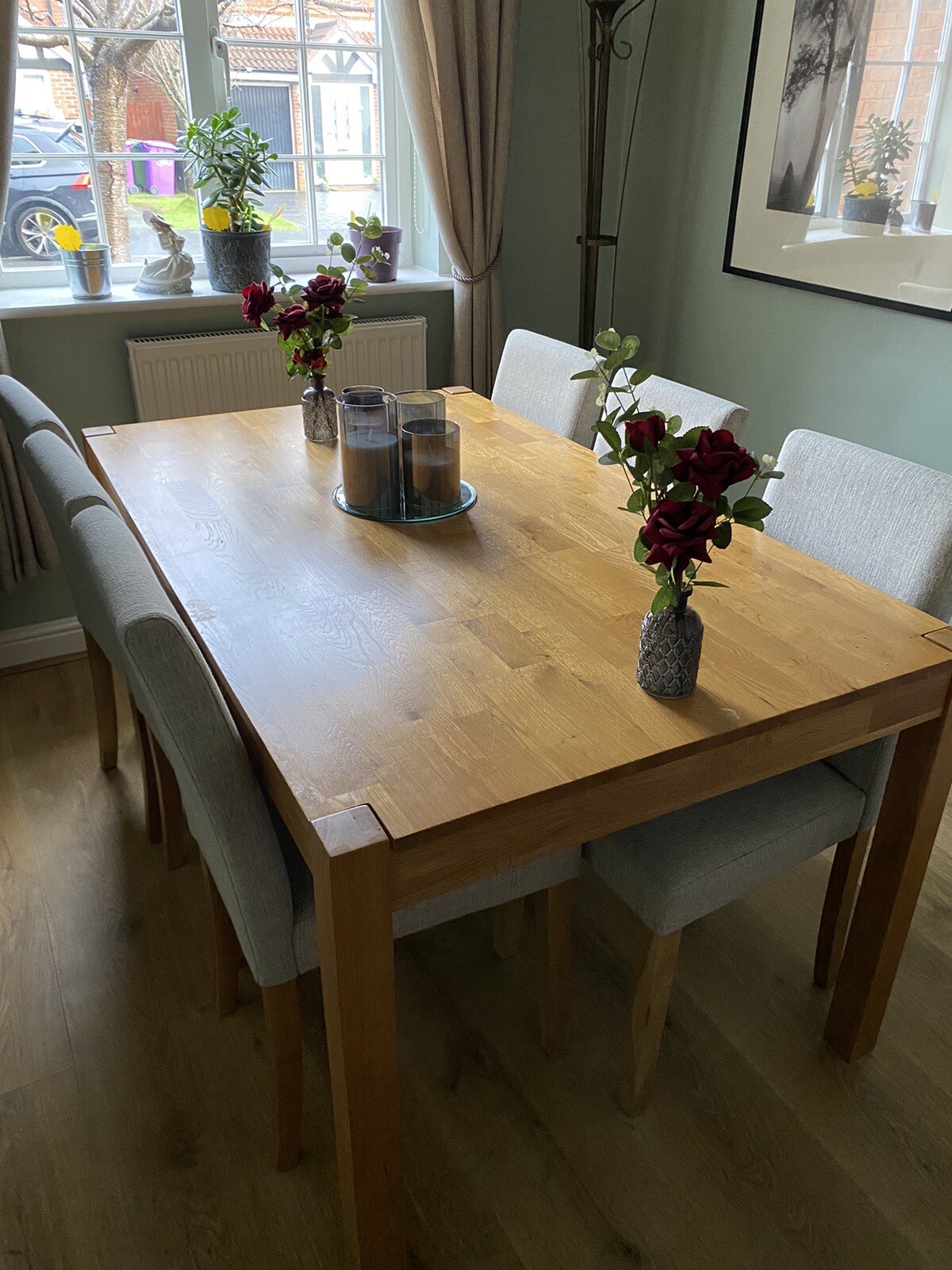 solid oak dining table and 6 chairs eBay